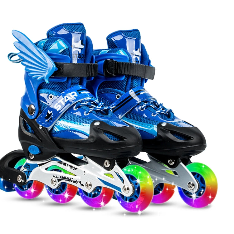 Adjustable Children Full Flash Single Four-wheel Roller Skates Skating Shoes Set, Size : L