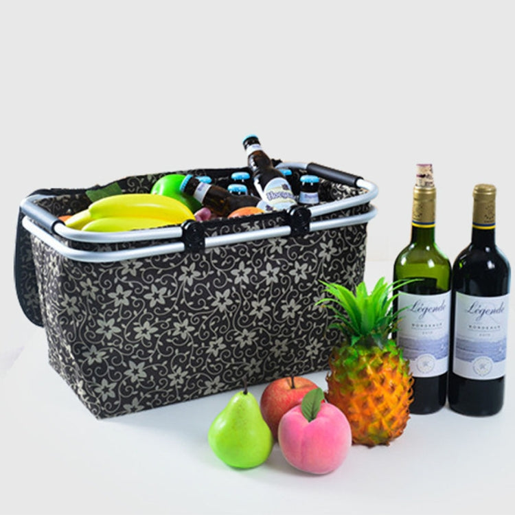 Outdoor Picnic Fold Oxford Cloth Aluminum Film Handbag Lunch Insulated Bag Storage Basket