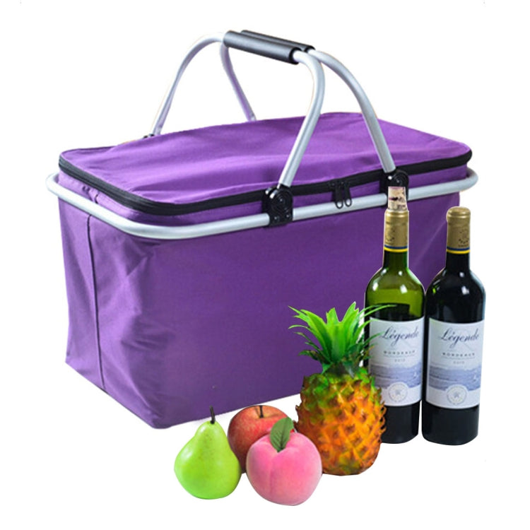 Outdoor Picnic Fold Oxford Cloth Aluminum Film Handbag Lunch Insulated Bag Storage Basket