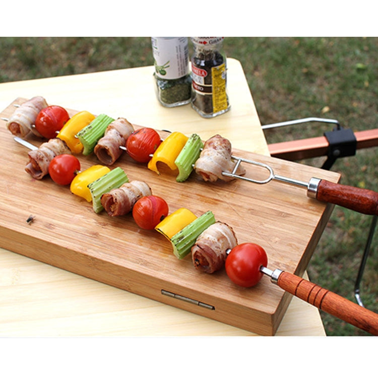 Outdoor Picnic Stainless Steel BBQ Bake Needle Barbecue Fork U-shaped Environmental Wooden Handle 7 Piece Set