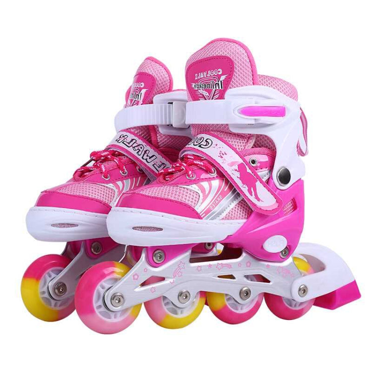 2 Pairs Coolwalk Adjustable Children Full Flash Single Row Four-wheel Roller Skates Skating Shoes, Size : L