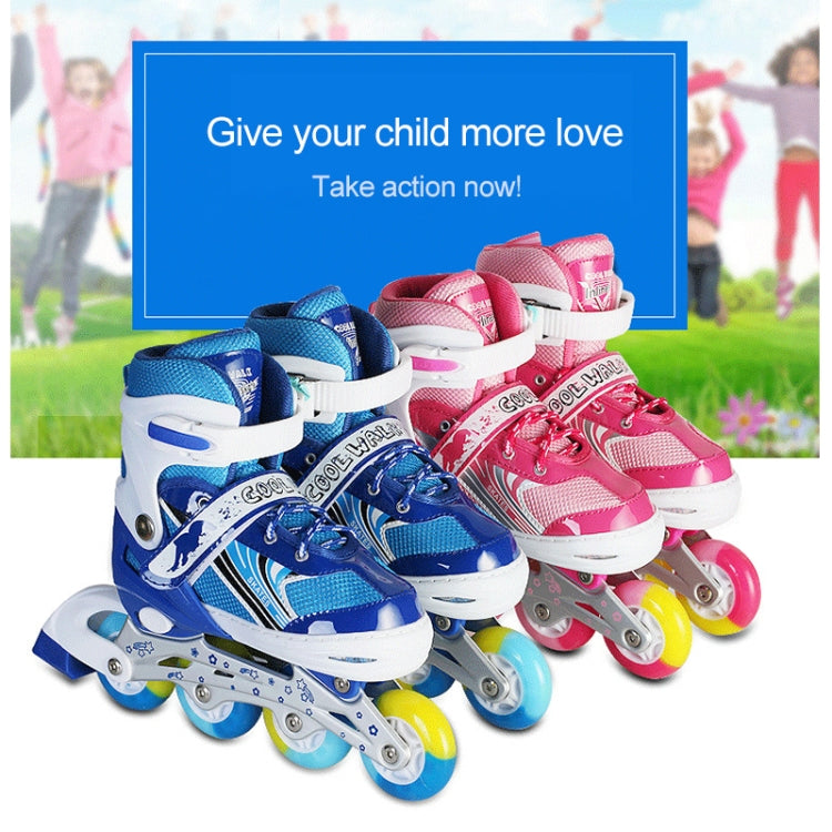 2 Pairs Coolwalk Adjustable Children Full Flash Single Row Four-wheel Roller Skates Skating Shoes, Size : L