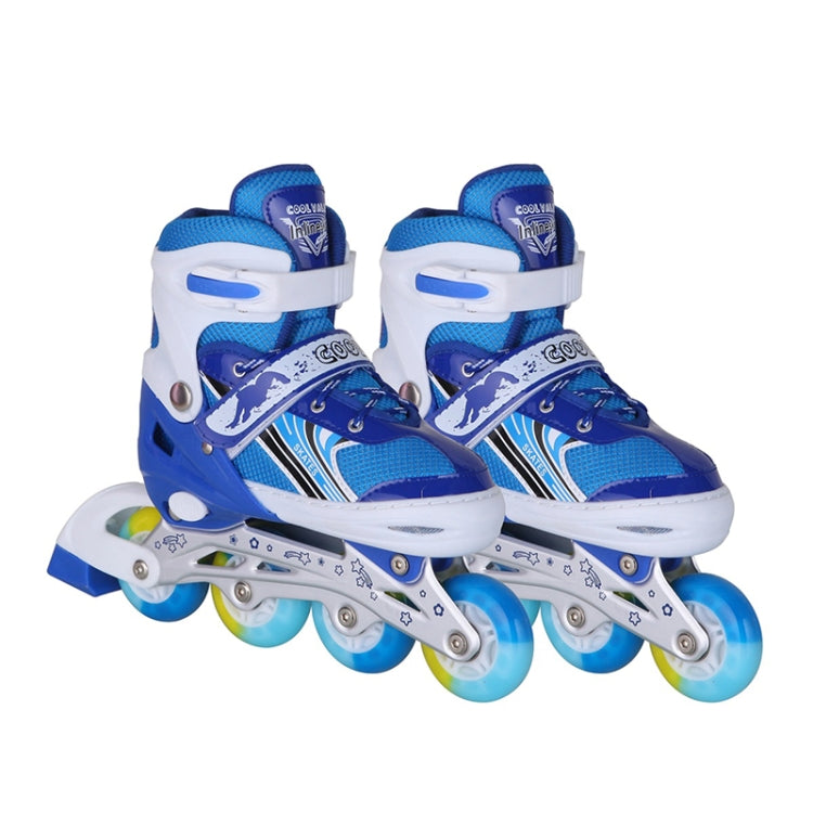 2 Pairs Coolwalk Adjustable Children Full Flash Single Row Four-wheel Roller Skates Skating Shoes, Size : L
