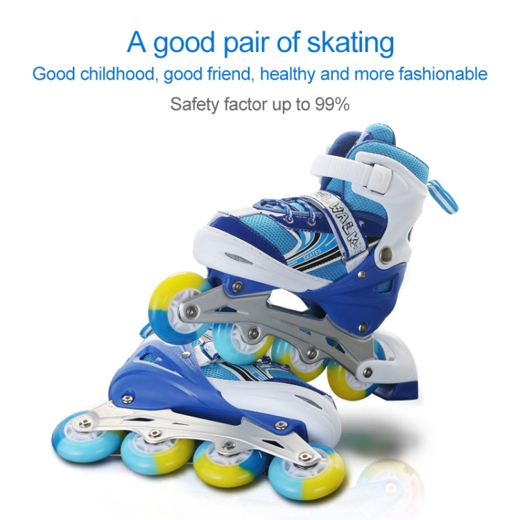2 Pairs Coolwalk Adjustable Children Full Flash Single Row Four-wheel Roller Skates Skating Shoes, Size : L