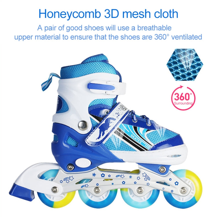 2 Pairs Coolwalk Adjustable Children Full Flash Single Row Four-wheel Roller Skates Skating Shoes, Size : L