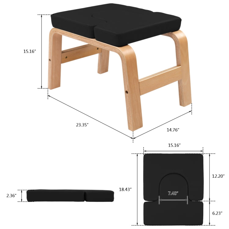 [US Warehouse] Wooden Yoga Inverted Stool Yoga Stretching Auxiliary Chair Home Fitness Equipment Supplies