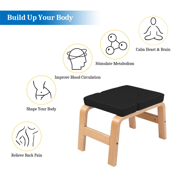 [US Warehouse] Wooden Yoga Inverted Stool Yoga Stretching Auxiliary Chair Home Fitness Equipment Supplies