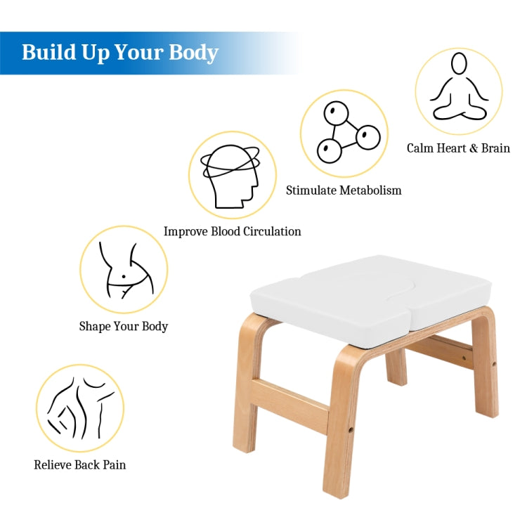 [US Warehouse] Wooden Yoga Inverted Stool Yoga Stretching Auxiliary Chair Home Fitness Equipment Supplies