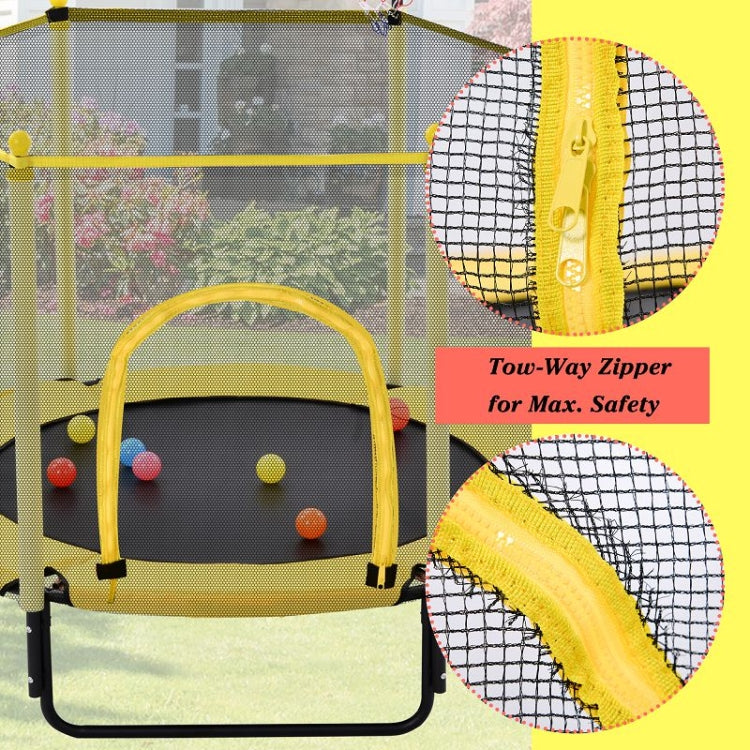 [US Warehouse] Mini Toddler Trampolines with Safety Enclosure Net & Basketball Hoop, Size: 5FT