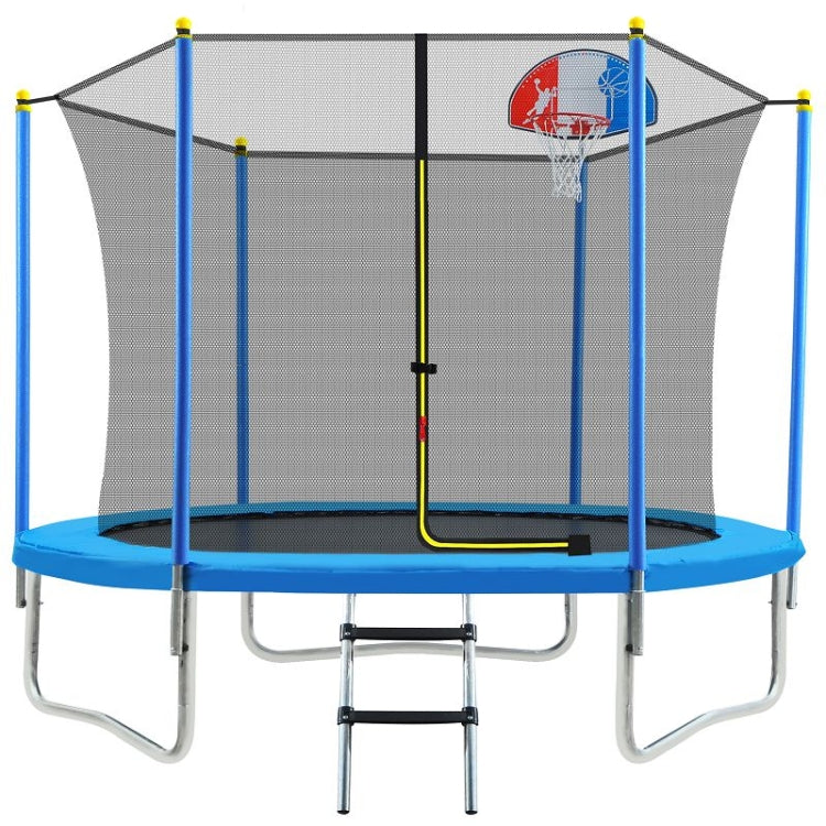 [US Warehouse] Outdoor Recreational Trampoline with Safety Enclosure Net & Basketball Hoop & Ladder, Size: 8FT