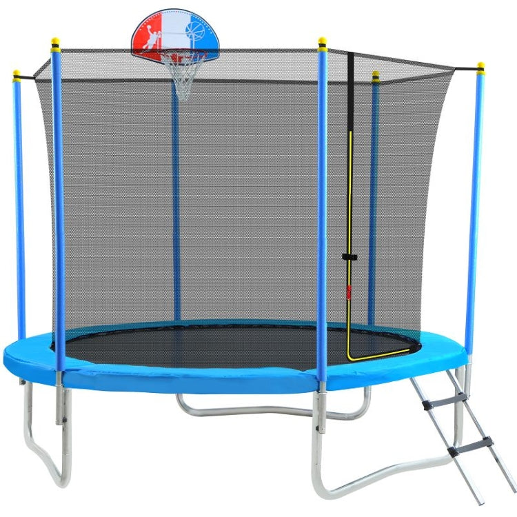 [US Warehouse] Outdoor Recreational Trampoline with Safety Enclosure Net & Basketball Hoop & Ladder, Size: 8FT