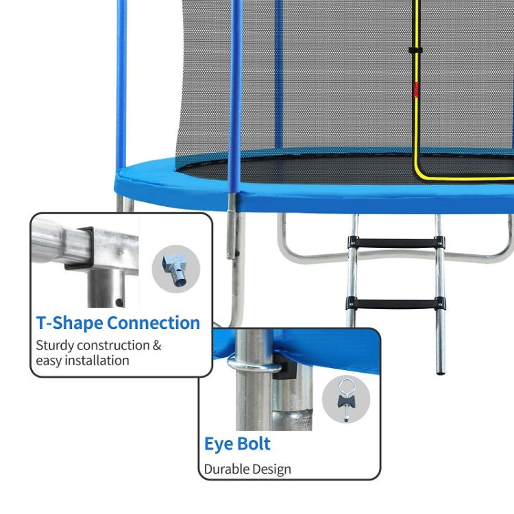 [US Warehouse] Outdoor Recreational Trampoline with Safety Enclosure Net & Basketball Hoop & Ladder, Size: 8FT