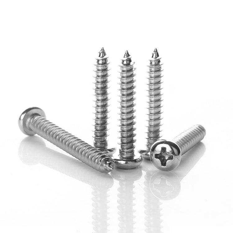 200 PCS 201 Stainless Steel Cross Round-headed Tapping Thread Screw, M4x20