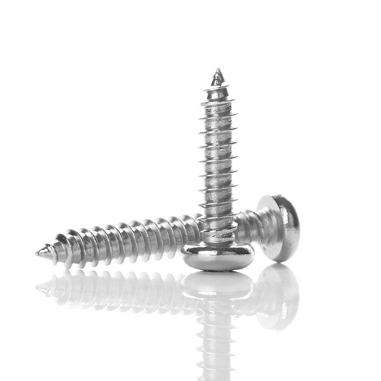 200 PCS 201 Stainless Steel Cross Round-headed Tapping Thread Screw, M4x45