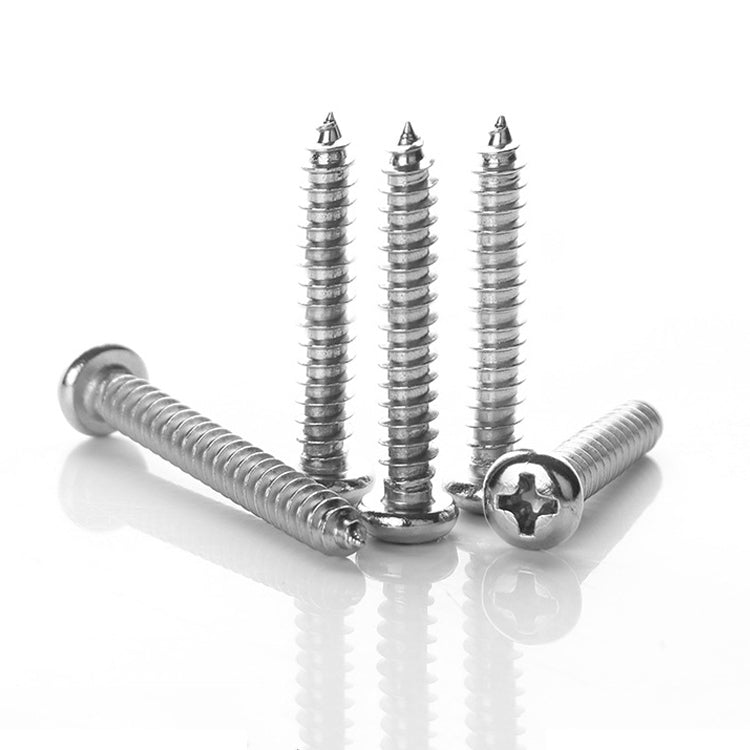 200 PCS 201 Stainless Steel Cross Round-headed Tapping Thread Screw, M5x30