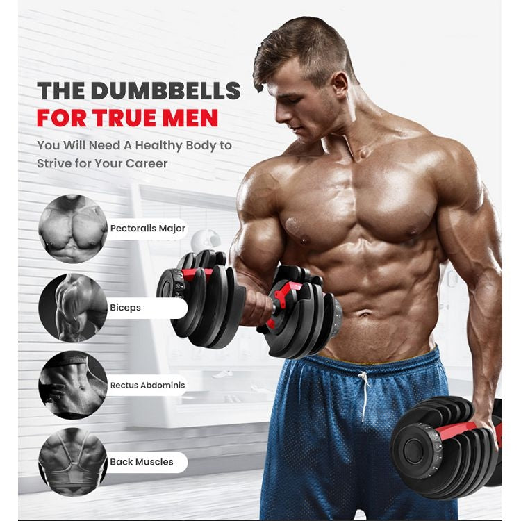 [US Warehouse] 5-52.5 lbs Heavy Duty Adjustable Dumbbell Muscle Training Fitness Equipment