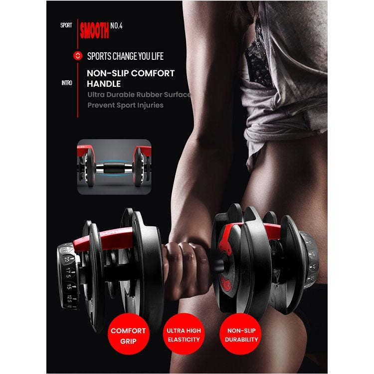 [US Warehouse] 5-52.5 lbs Heavy Duty Adjustable Dumbbell Muscle Training Fitness Equipment