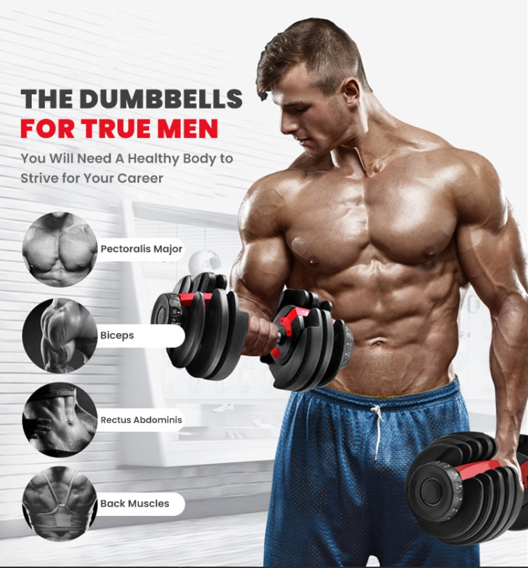[US Warehouse] A Pair 5-52.5 lbs Heavy Duty Adjustable Dumbbell Muscle Training Fitness Equipment