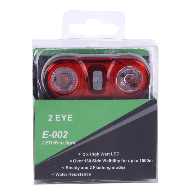 E-002 Red Light 2 Eye LED 3 Modes Bicycle Rear Light Warning Light with Handlebar Mount