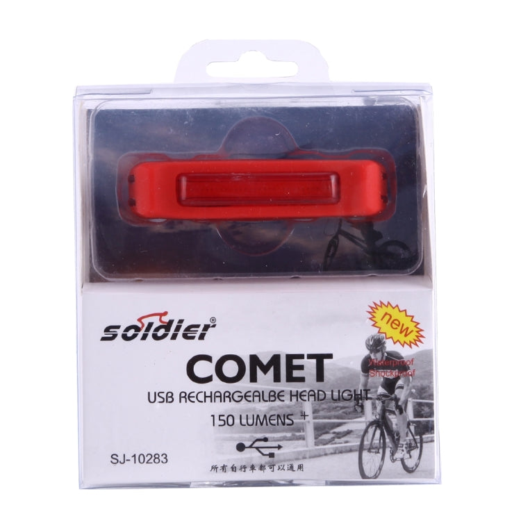 Soldier SJ-10283 COMET 150LM COB LED USB Rechargeable 6 Modes Waterproof Bicycle Rear Light Warning Light with Handlebar Mount
