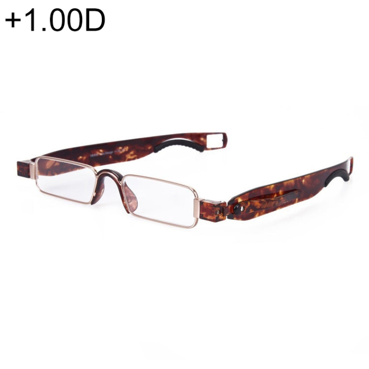 Portable Folding 360 Degree Rotation Presbyopic Reading Glasses with Pen Hanging, +1.00D