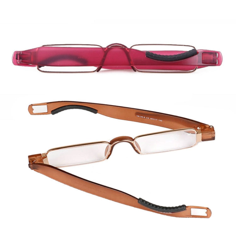 Portable Folding 360 Degree Rotation Presbyopic Reading Glasses with Pen Hanging, +4.00D