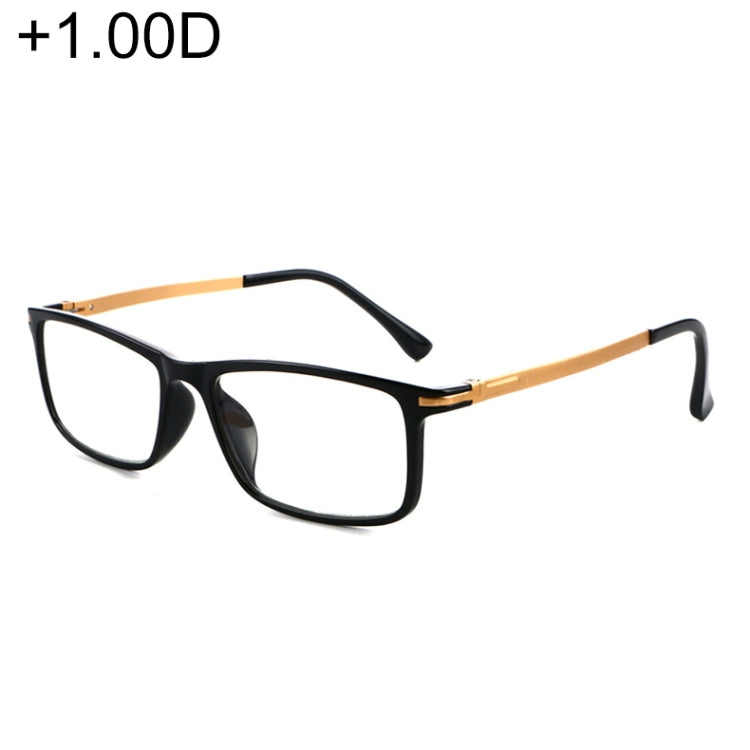Black Frame Spring Hinge Anti Fatigue & Blue-ray Presbyopic Glasses, +1.00D