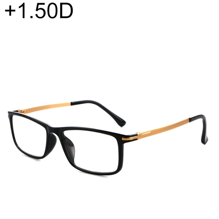 Black Frame Spring Hinge Anti Fatigue & Blue-ray Presbyopic Glasses, +1.50D