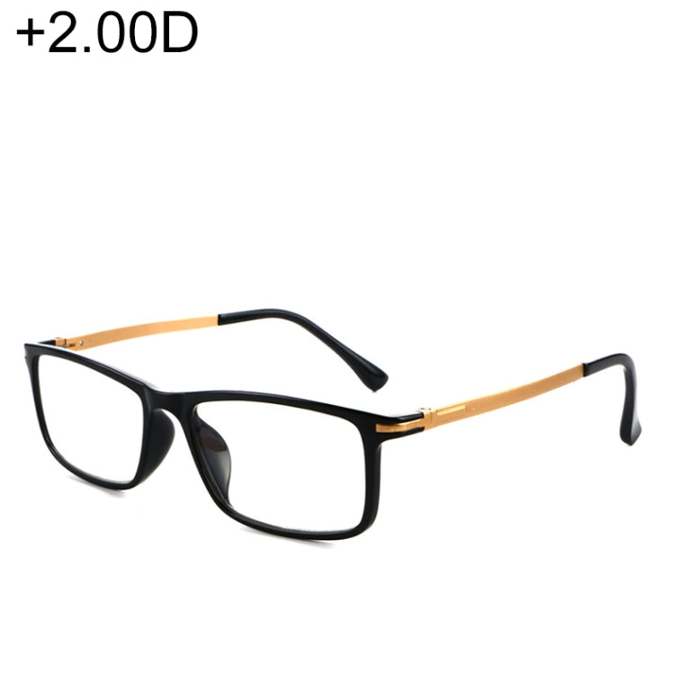 Black Frame Spring Hinge Anti Fatigue & Blue-ray Presbyopic Glasses, +2.00D