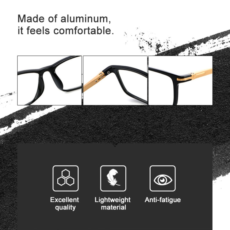 Black Frame Spring Hinge Anti Fatigue & Blue-ray Presbyopic Glasses, +3.50D