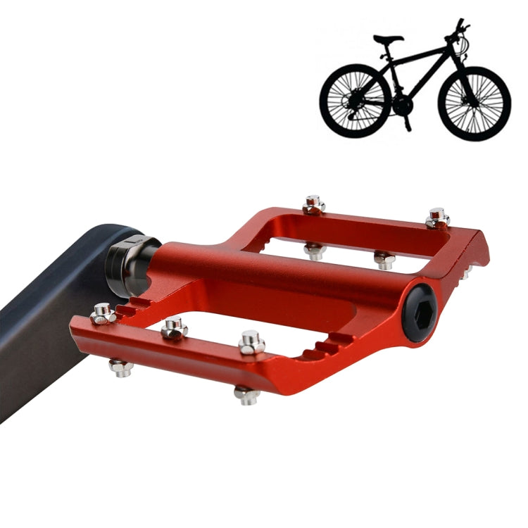 1 Pair B065 Aluminum Alloy Platform Pedals CNC Steel Axle 9/16 inch for Bike MTB BMX (Red)