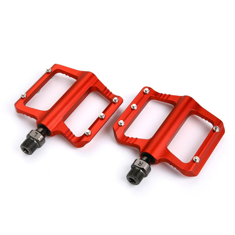 1 Pair B065 Aluminum Alloy Platform Pedals CNC Steel Axle 9/16 inch for Bike MTB BMX (Red)