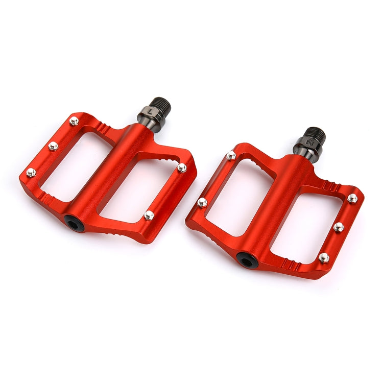 1 Pair B065 Aluminum Alloy Platform Pedals CNC Steel Axle 9/16 inch for Bike MTB BMX (Red)