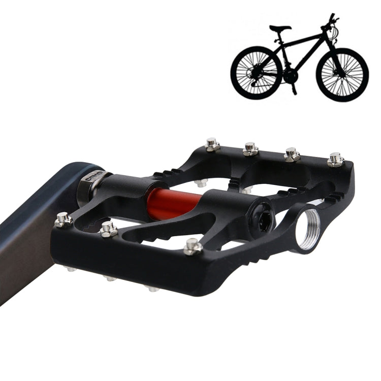 1 Pair B068 Aluminum Alloy Platform Pedals CNC Steel Axle 9/16 inch for Bike MTB BMX (Black)