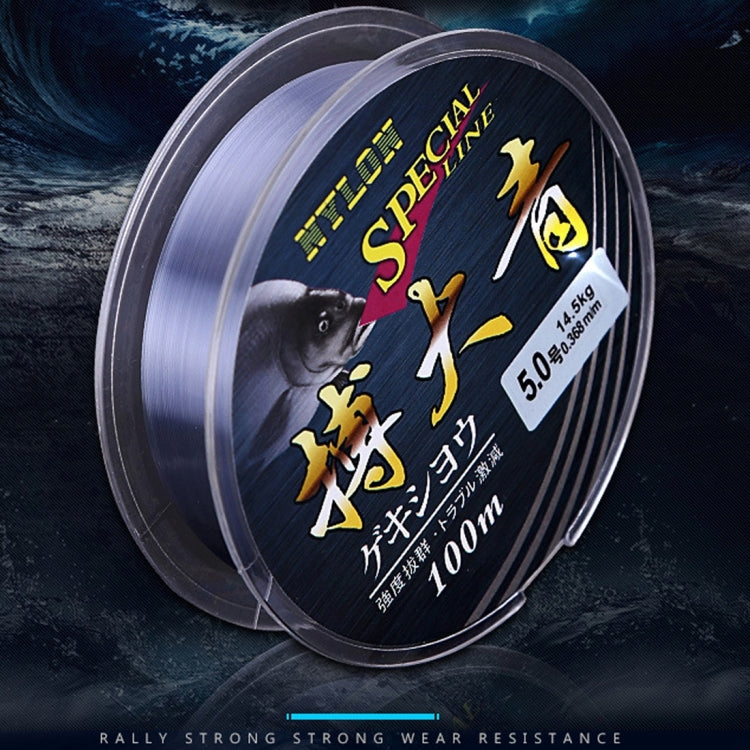 5.0C 0.37mm 6.6kg Nodules Tension 8.25kg Straight Line Tension 100m Strong Imported Raw Silk Nylon Fishing Line(Grey)