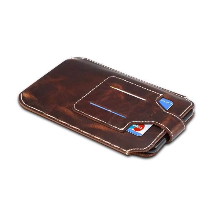 Denior Oil Wax Cowhide Crossbody Bag Casual Multi-function Shoulder Waist Bag