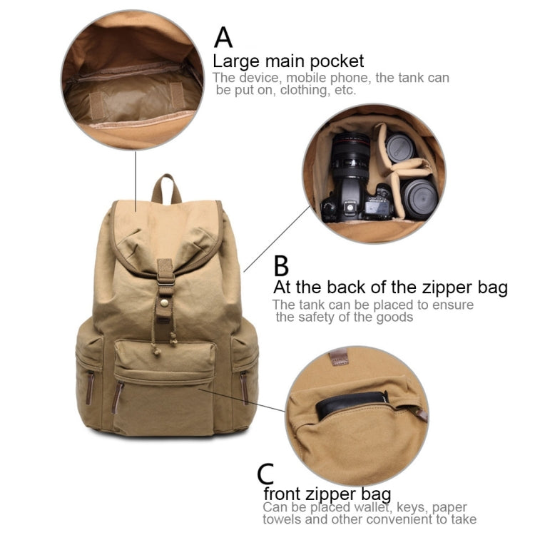 Multifunction Canvas Backpack Shoulders Bag Cameras Bags Outdoor Sports Bag with Interior Lining & Rain Cover, Size: 50x37x15cm