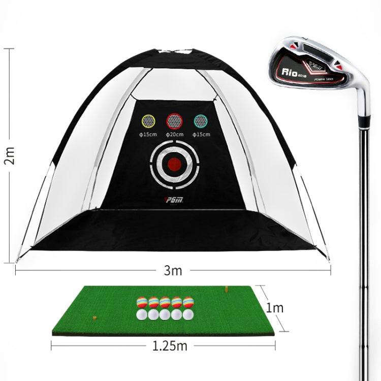 PGM Golf Training Aids Indoor Sports Hitting Practice Net 3m, with Hitting Mat & Seven-iron