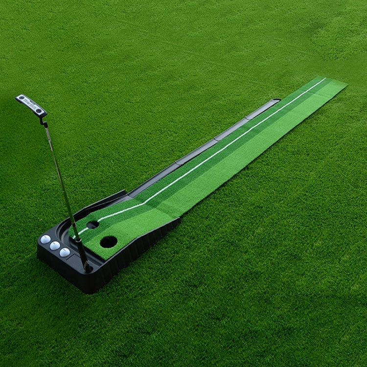 PGM Golf Mini Putting Mat Push Rod Trainer 2.5m, with Auto Ball Return Fairway (Green)