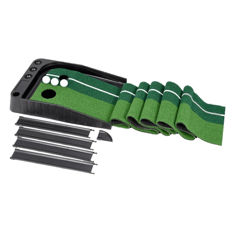 PGM Golf Mini Putting Mat Push Rod Trainer 2.5m, with Auto Ball Return Fairway (Green)