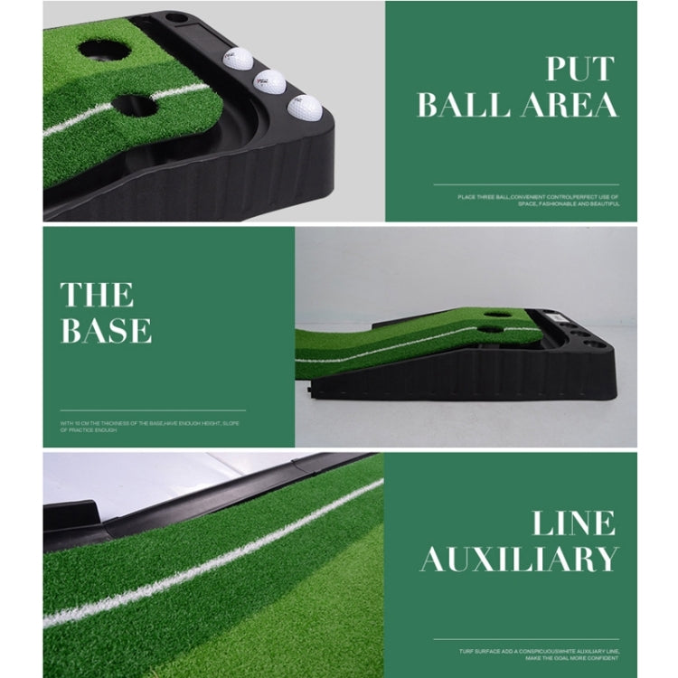 PGM Golf Mini Putting Mat Push Rod Trainer 2.5m, with Auto Ball Return Fairway (Green)