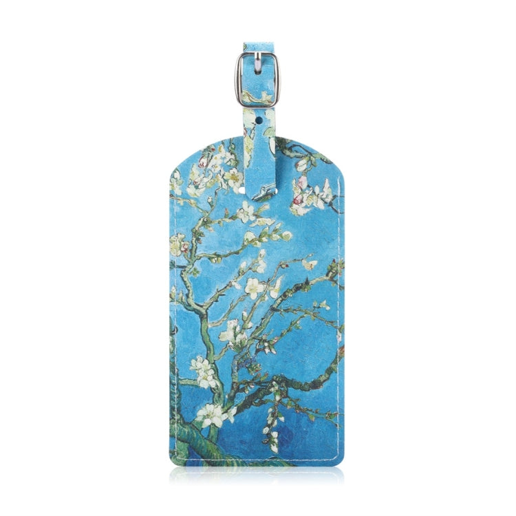 Apricot Flower Pattern Cowhide Texture Coloured Drawing PU Luggage Tag Travel Bag Identification Tag