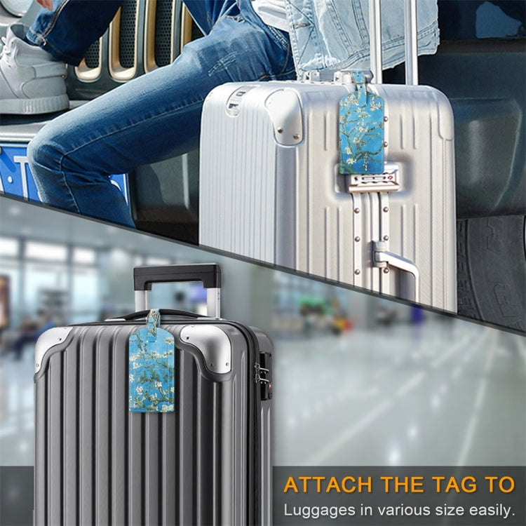 Apricot Flower Pattern Cowhide Texture Coloured Drawing PU Luggage Tag Travel Bag Identification Tag