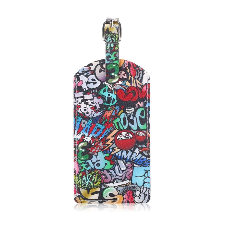 Doodling Pattern Cowhide Texture Coloured Drawing PU Luggage Tag Travel Bag Identification Tag