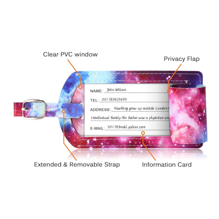 Galaxy Pattern Cowhide Texture Coloured Drawing PU Luggage Tag Travel Bag Identification Tag