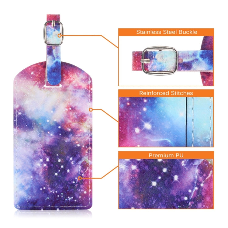 Galaxy Pattern Cowhide Texture Coloured Drawing PU Luggage Tag Travel Bag Identification Tag
