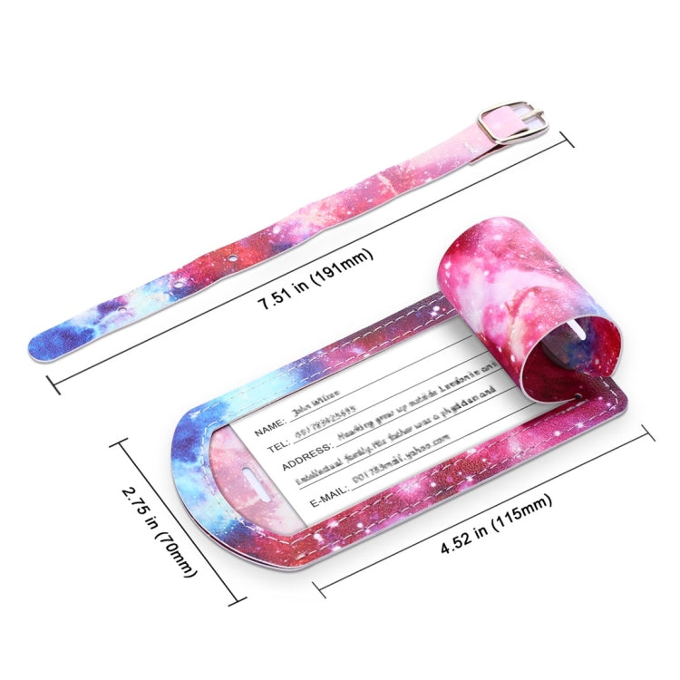 Galaxy Pattern Cowhide Texture Coloured Drawing PU Luggage Tag Travel Bag Identification Tag