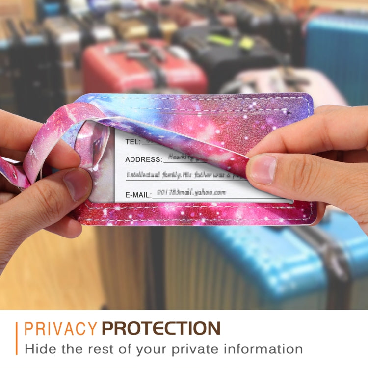 Galaxy Pattern Cowhide Texture Coloured Drawing PU Luggage Tag Travel Bag Identification Tag