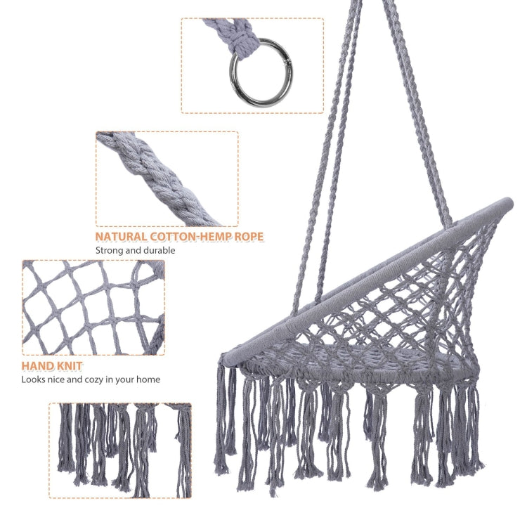 [US Warehouse] Hanging Cotton Rope Hammock Swing Chairs for Indoor and Outdoor, Max 330 Lbs
