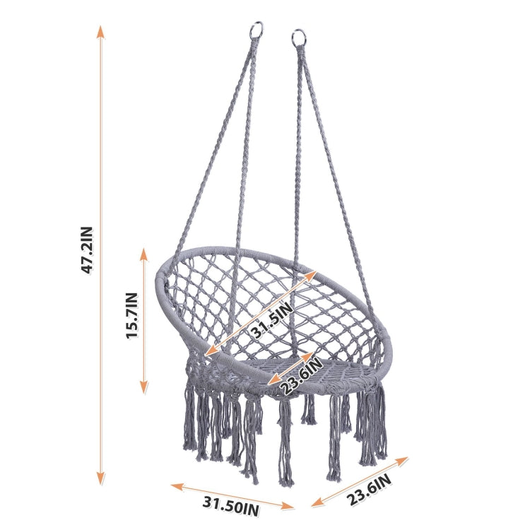 [US Warehouse] Hanging Cotton Rope Hammock Swing Chairs for Indoor and Outdoor, Max 330 Lbs